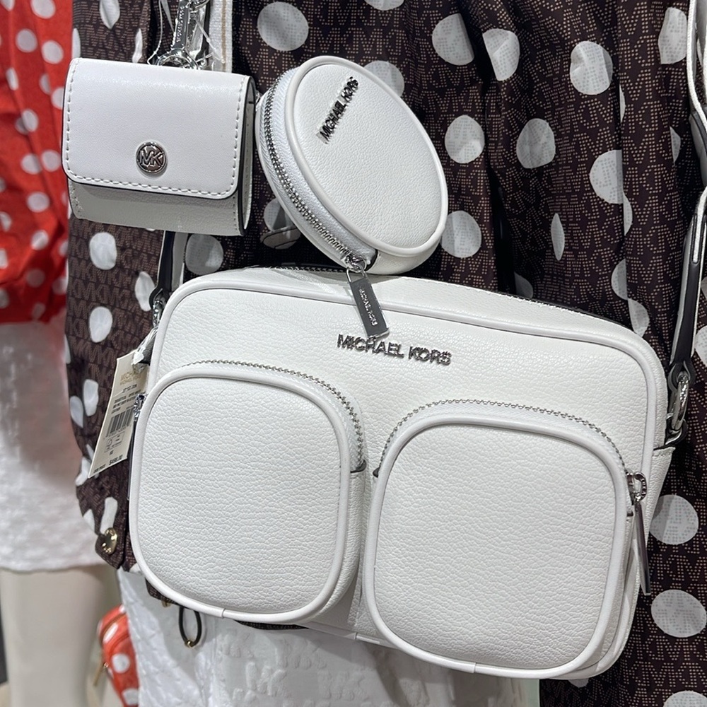 Michael Kors Jet Set Leather Medium Crossbody Bag with Case for Apple Airpods Pr - Picture 8 of 16